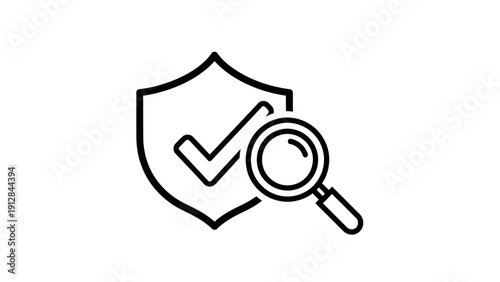 Security Check Icon: Magnifying Glass Over Shield with Checkmark