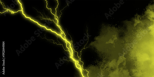 abstract design in black, dark, and gold, high-gloss marble stone texture for digital wall tile designs. Thunder Stock Image in Black Background. Massive lightning bolt with branches isolated on black