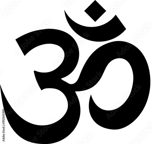 Om Aum Hindu symbol isolated. Sacred spiritual yoga sign on white background