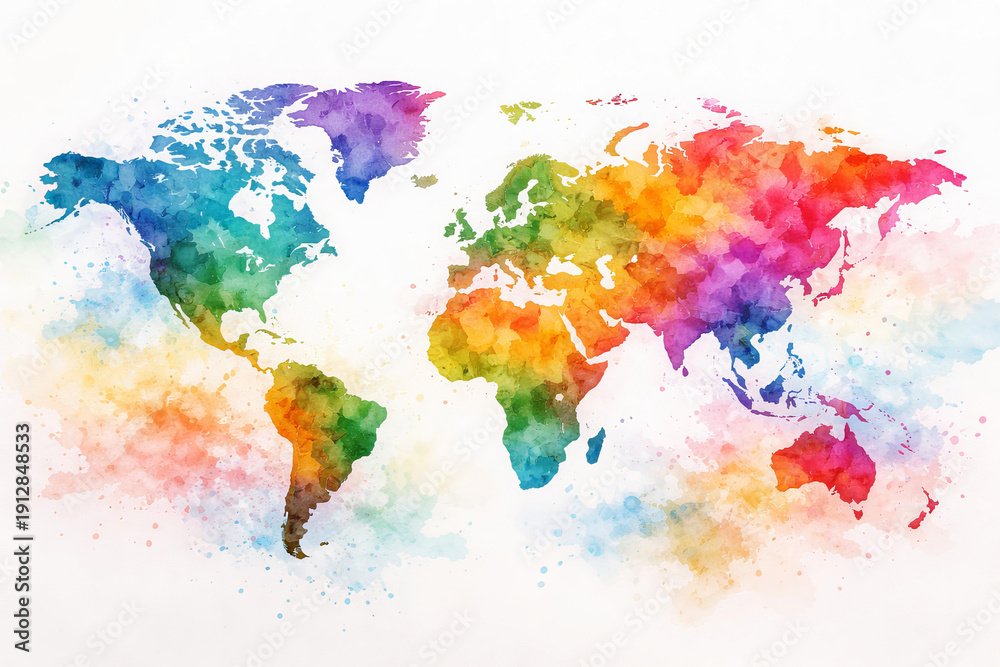 Fototapeta premium Abstract rainbow world map global concept.