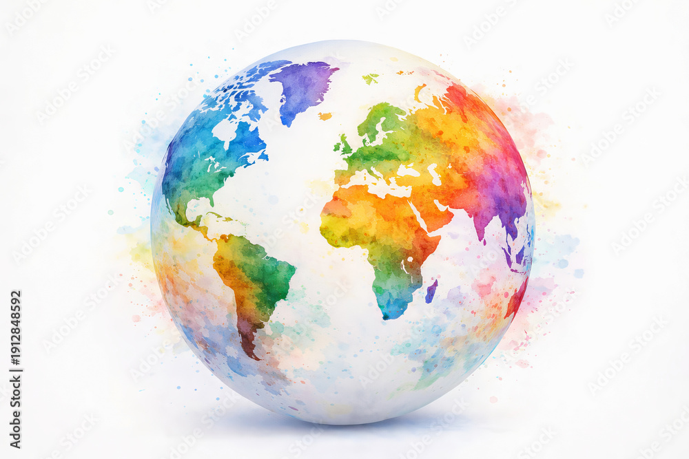 Fototapeta premium Abstract rainbow world map global concept.
