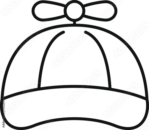 Propeller hat line drawing showing playful headwear for kids