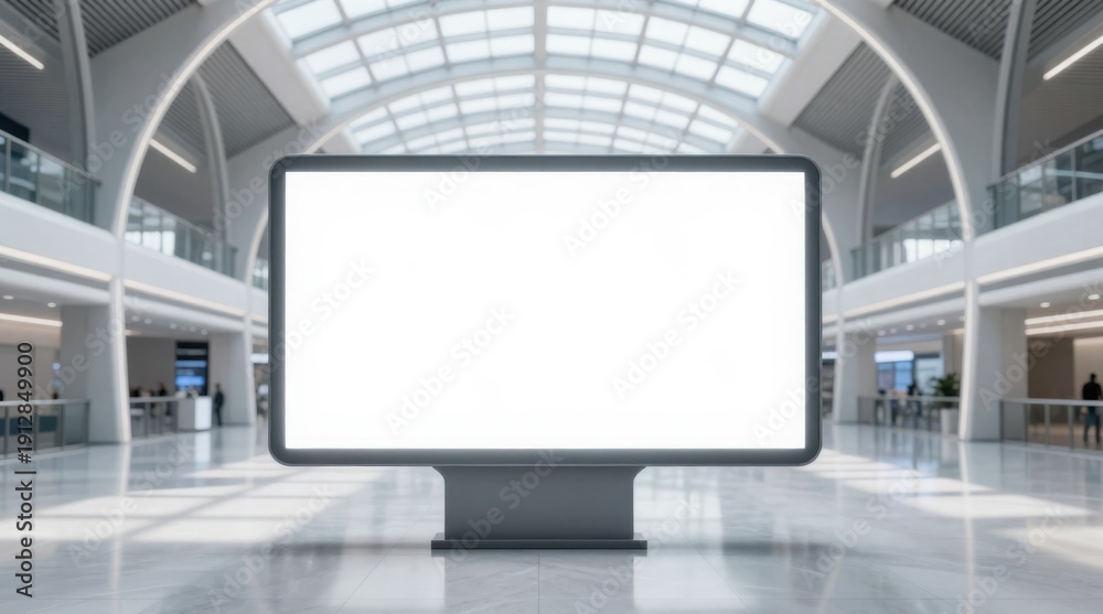 Fototapeta premium Blank Billboard Inside Modern Building, Perfect for Advertising and Marketing Campaigns, Ready for Custom Content Insertion