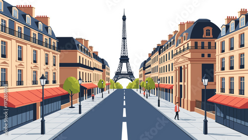 Charming cityscape with iconic tower and traditional architecture