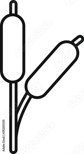 Two cattail plants forming a simple black outline icon on white