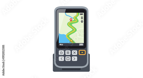 A GPS device displaying a map with a hiking trail route on its screen