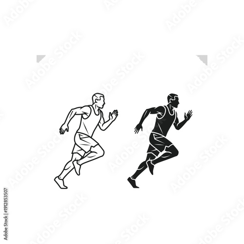 Two athletes competing in a high-speed sprint race against each other