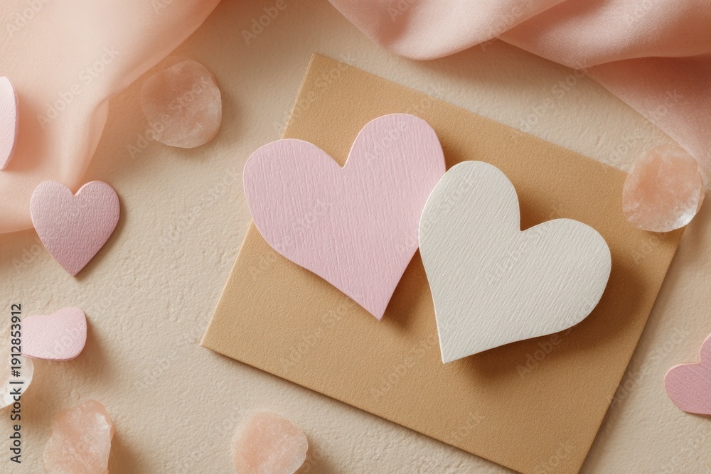 Obraz premium Elegant Pastel Valentine Flat Lay with Copy Space