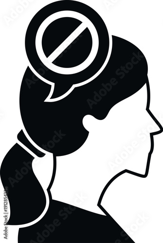 Woman experiencing censorship, silence, and speech restriction