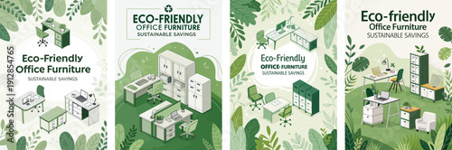 Stylish eco-friendly office furniture designs with greenery theme.