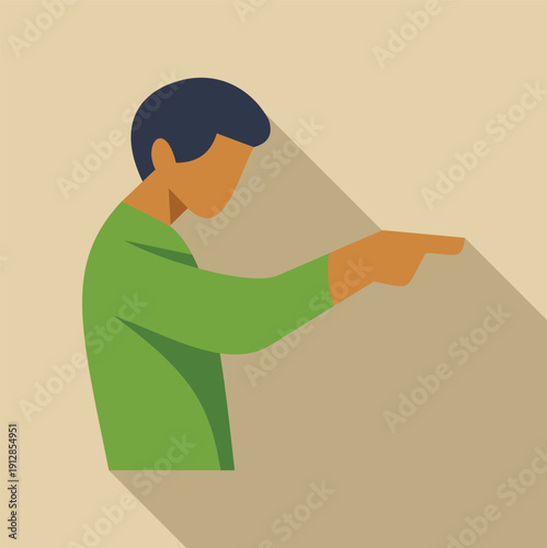 Person flat design illustration pointing finger and accusing someone