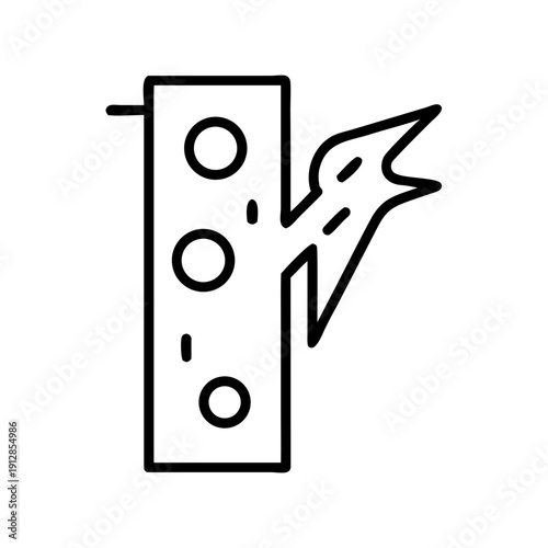 Woodpecker perched on wooden pole with holes in outline style  