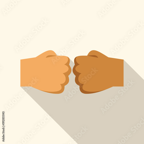 Two diverse hands bumping fists, symbolizing agreement, greeting, partnership, and racial unity