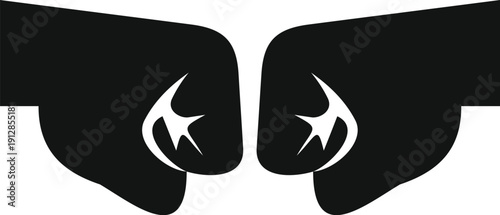 Two clenched fists touching, forming a silhouette icon on a white background