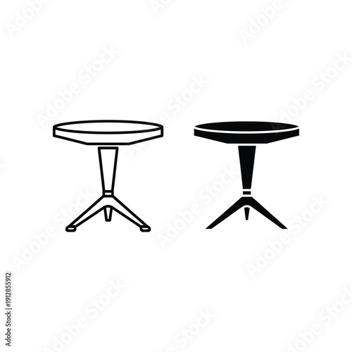 Comparison of two different style round tables with tripod legs