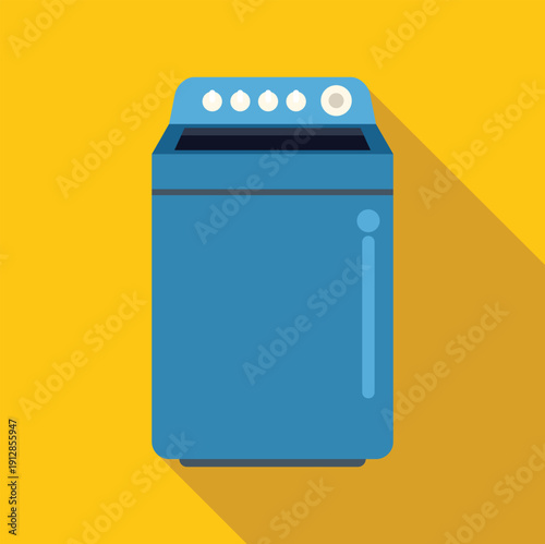 Washing machine icon representing household appliance for laundry in a flat design