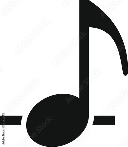 Black music note icon representing musical sound and composition on white background