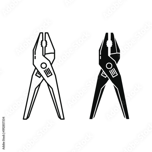 Black and white illustration of a pair of locking pliers and a diagonal cutter