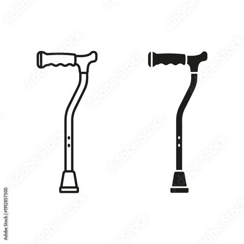 Two types of walking canes with different handle designs for support and mobility assistance