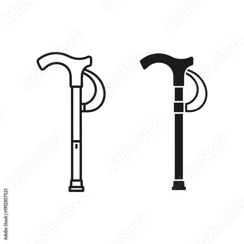 Two distinct styles of walking canes for elderly mobility support and assistance