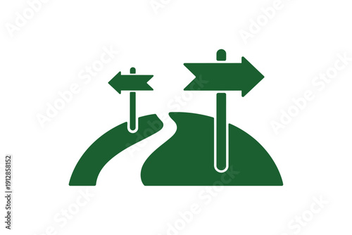 Winding path illustration shows clear directional signposts for choices.