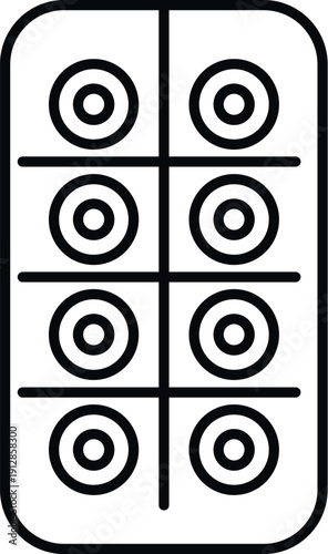 Blister pack holding eight round lozenges providing relief for sore throat or cough