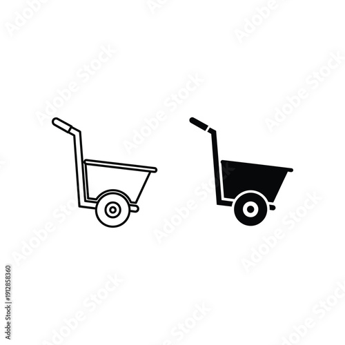 Two different types of wheelbarrows shown in black and white line art