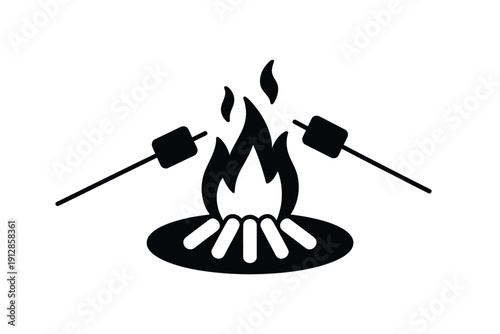Campfire icon shows marshmallows roasting over open flames on sticks.