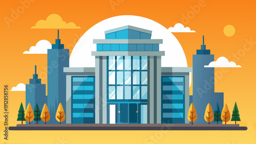 Modern cityscape with iconic skyscrapers and sunlit architectural buildings Vector