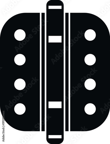 Door hinge icon illustrating metal hardware and a fastening mechanism