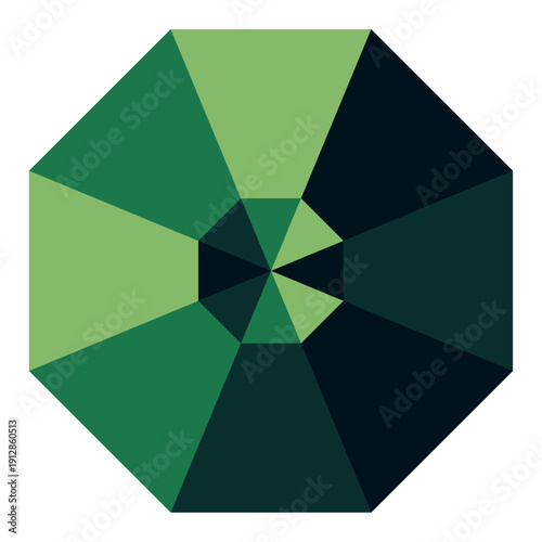 Jewelry piece in the shape of a geometric octagon in green