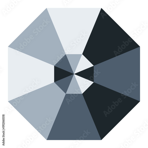 Jewelry piece in the shape of a geometric octagon in dark grey