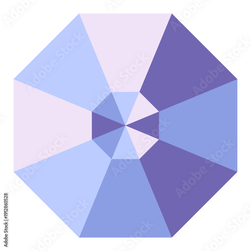 Jewelry piece in the shape of a geometric octagon in light violet