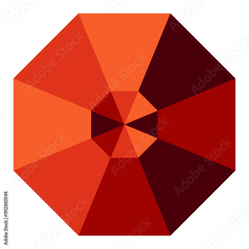 Jewelry piece in the shape of a geometric octagon in red