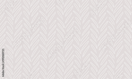 Seamless abstract light grey herringbone vector pattern with organic wheat leaf texture