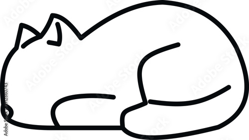 Domestic cat sleeping curled up, conceptualizing relaxation, rest, and comfort