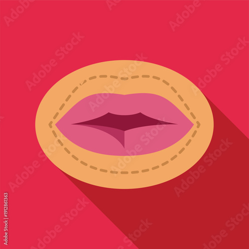 Lips with dashed lines symbolizing a cosmetic or plastic surgery procedure