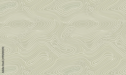 Seamless abstract sage green wavy line vector pattern with organic topographic contour texture