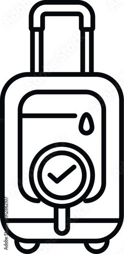 Travel suitcase with a checkmark in a circle indicating approved baggage inspection