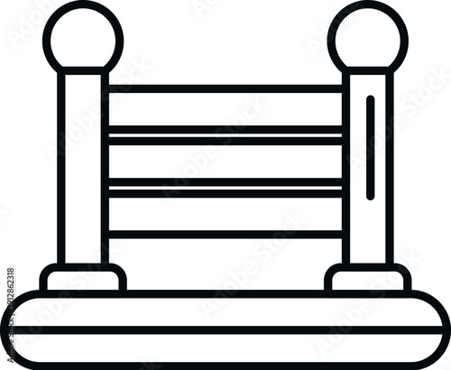 Queue barrier establishing line for crowd control in outline style