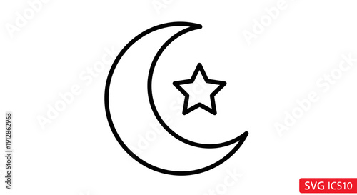 Crescent Moon and Star Icon