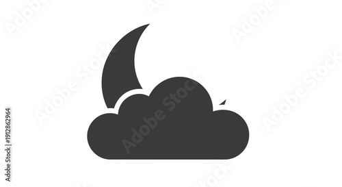 Crescent Moon Behind Cloud Icon