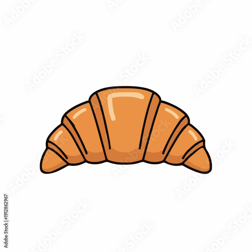 Pixel Art Croissant Freshly Baked Golden Brown Pastry Isolated on White Background