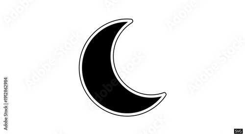 Crescent Moon Icon Black White Simple Graphic Design