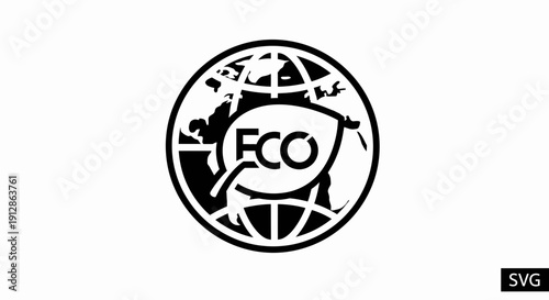 Eco Globe Logo with Leaf Symbol, Environmental Conservation Concept
