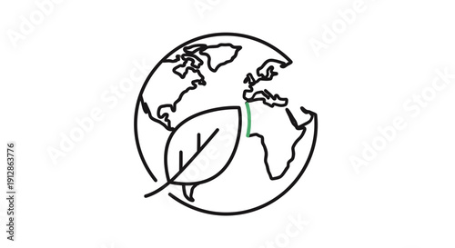 Eco Planet Earth Icon with Leaf Symbol