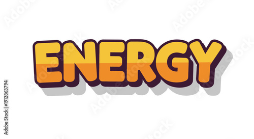 Energetic Word Art: Vibrant "ENERGY" Text with 3D Shadow Effect