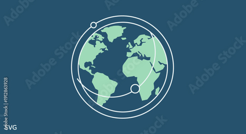 Global Network Connection Globe Earth Orbiting Lines Digital Communication Concept