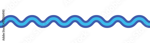 Blue Wave Line Vector Illustration - Minimalist Curvy Border and Ocean Ripple Design Element on White Background