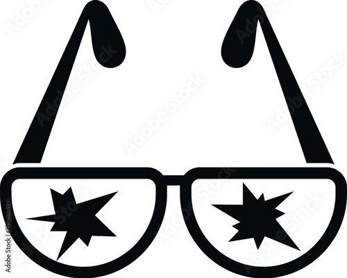 Eyeglasses showing broken lenses illustrating vision problems or an unexpected accident